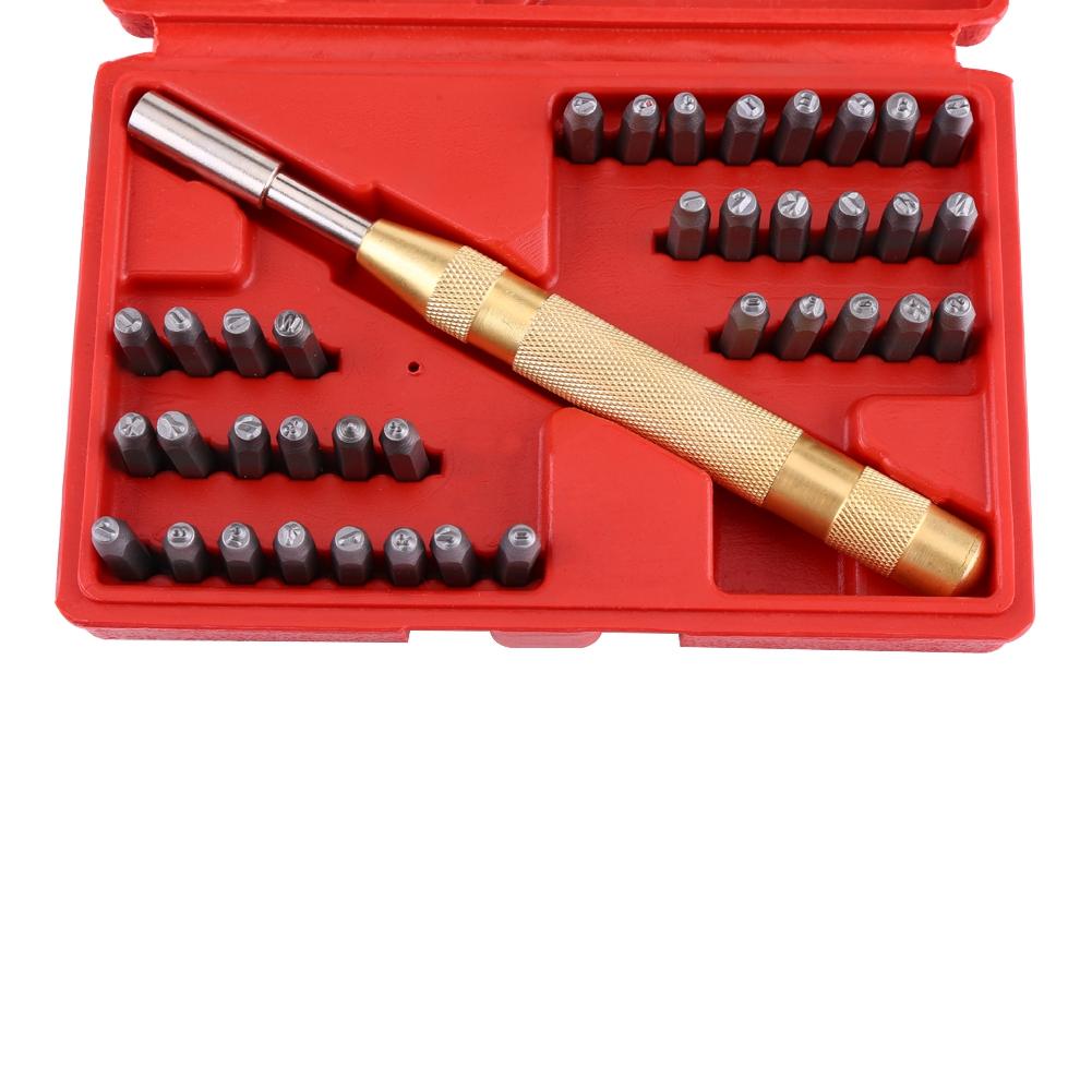 38pc Automatic Letter Number Stamping Metal Punch Stamp Set Tool Kit for Plastics Leather Mark