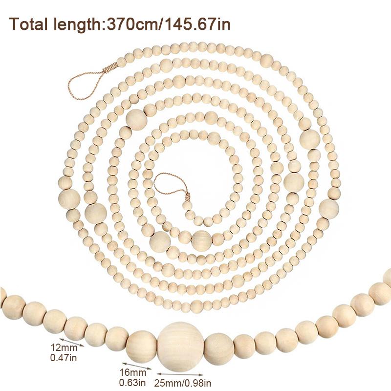 Wood Colored Christmas Bead String Wooden Bead Garland Christmas Tree Decoration Wooden Bead Fireplace Decoration