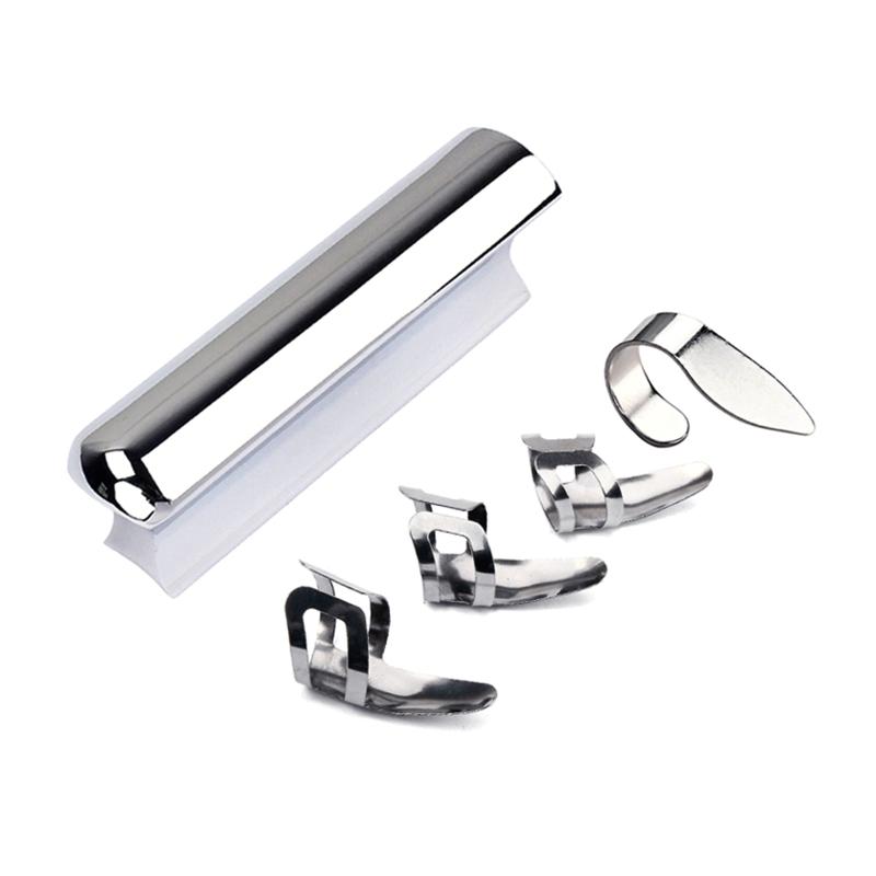 Guitar Slide Stainless Steel Tone Bar Guitar Lap Slide Tone Bar with 3Pcs Finger Picks & 1Pc Thumb Pick for Guitar Bass