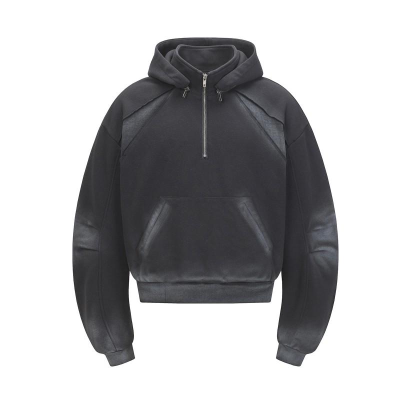 Mens 2026 American Streetwear Distressed Washed Hoodie Casual Loose Fit Sweatshirt Teens