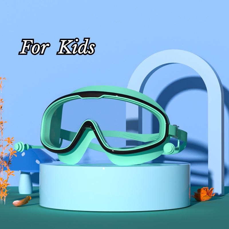Ochelari de înot Cadru mare Dopuri de urechi Impermeabili Anti-aburire HD Transparenți Ochelari pentru bebeluși Protecție UV Ochelari de înot siguri