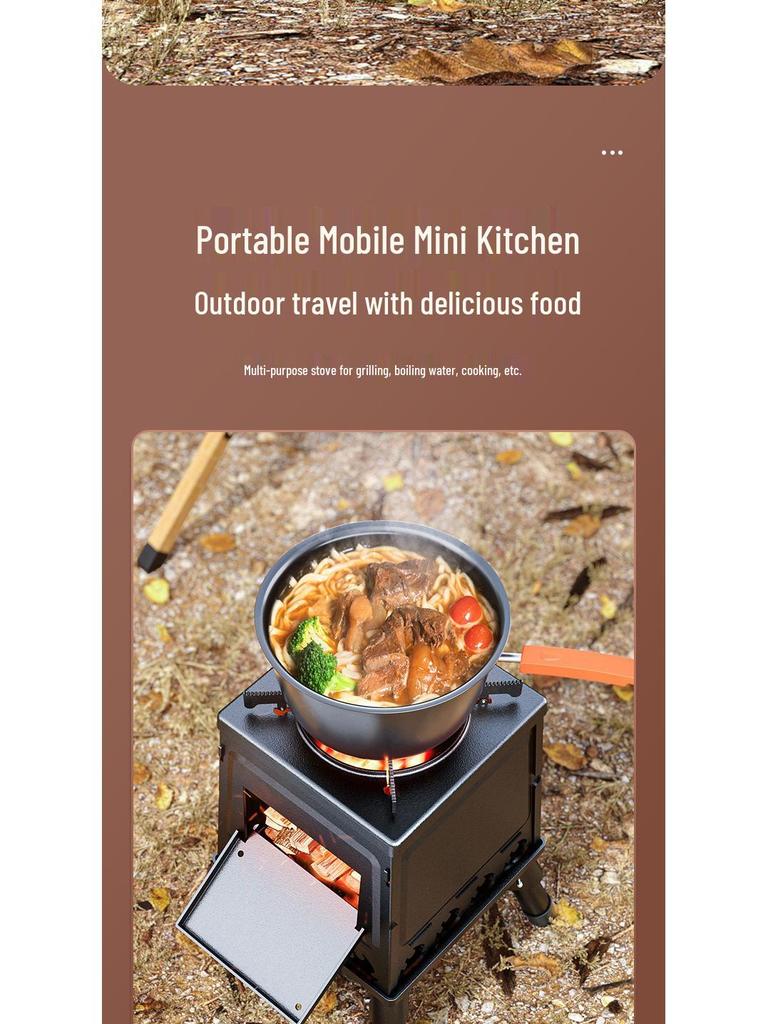 Portable Outdoor Folding Firewood Stove for Camping, Barbecue, and Picnics
