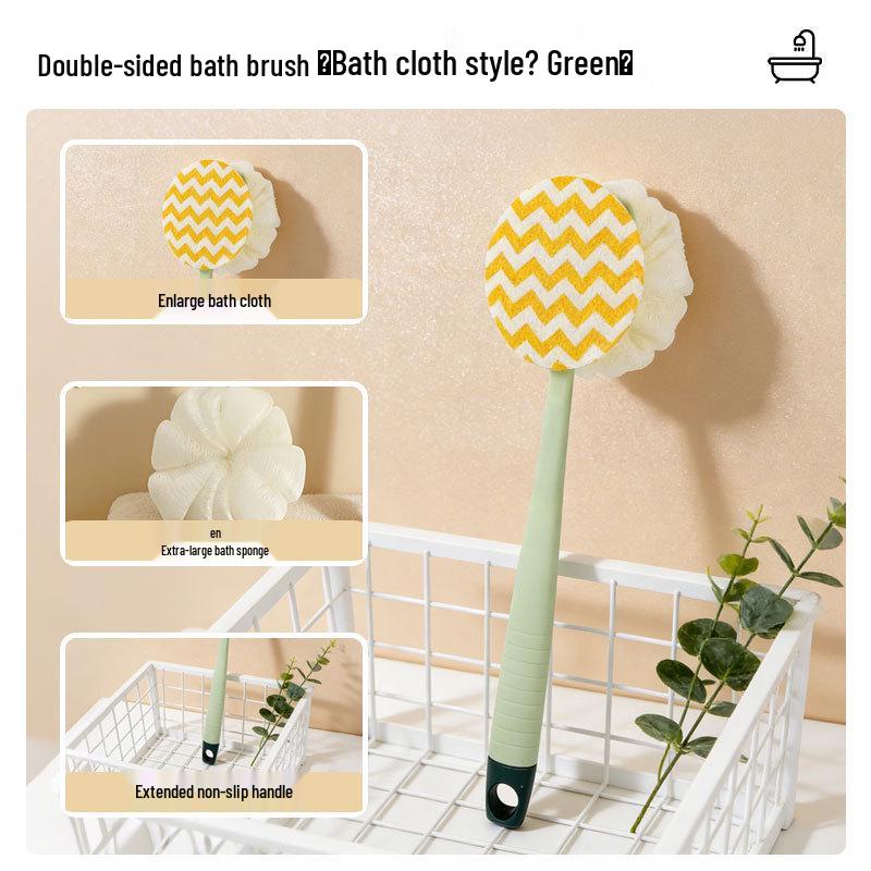 Double-Sided Long Handle Shower Brush with Soft Bristles and Mud Scraper