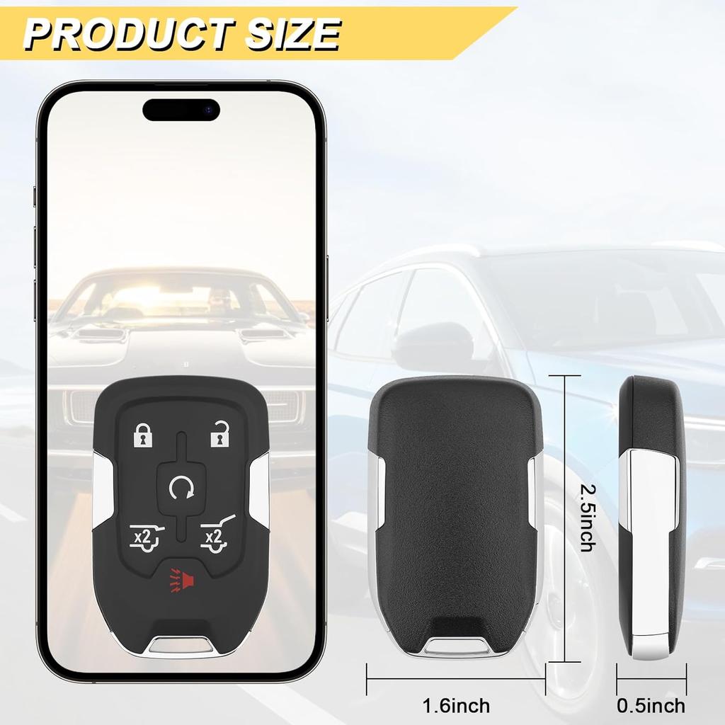 Key Fob Replacement for 2015- Chevy Suburban Tahoe/ 15-20 GMC Yukon & Yukon XL Car Keyless Entry Remote Control,HYQ1AA,6 Buttons