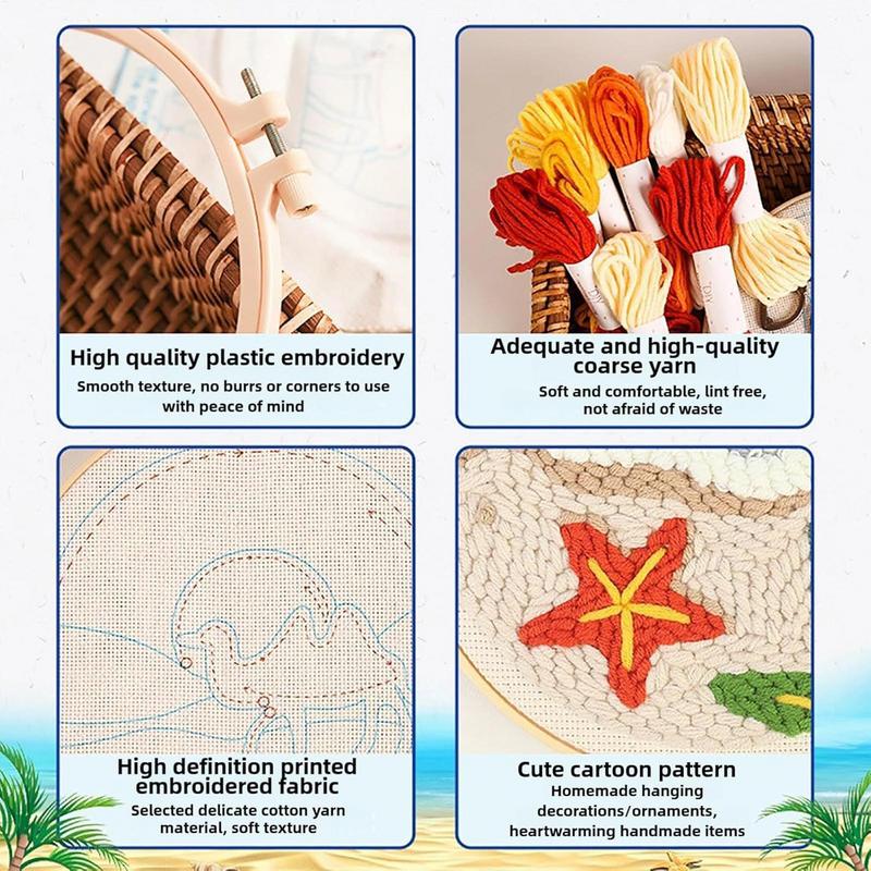 Punch Needle Kit Stitching Sheep Pattern Punch Embroidery Kit Arts and Crafts with Threader Instruction Fabric Hoop Yarn