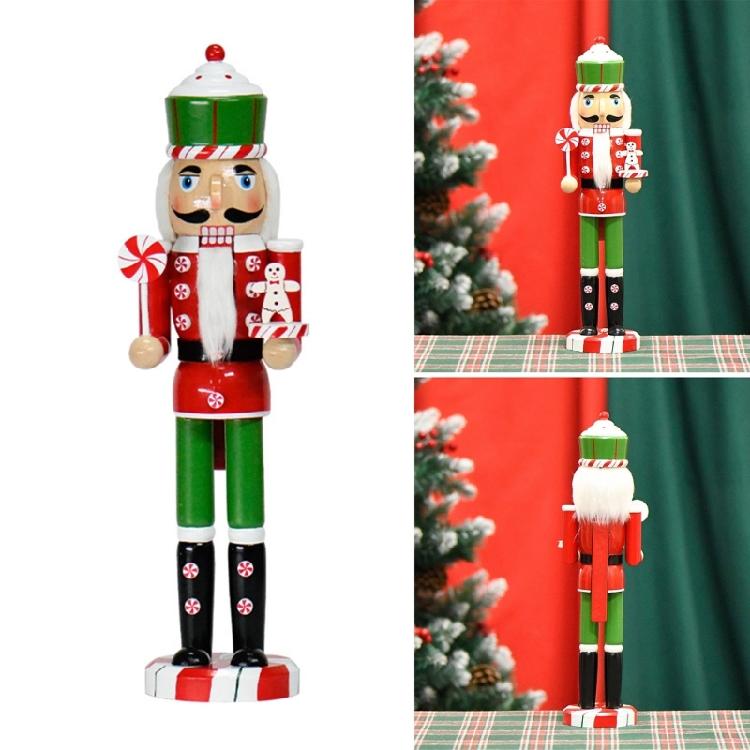 Decorative Wood Nutcrackers Santa with Decorative Swirls Candy for Holidays
