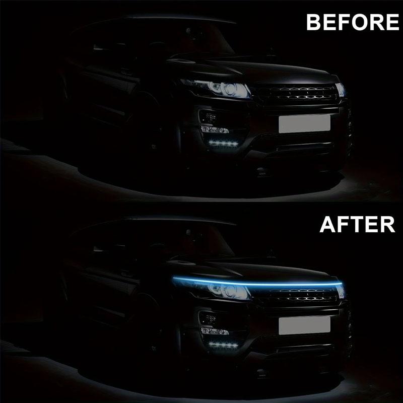 LED Daytime Running Light Scan Starting Car Hood Atmosphere Light Strip 180CM Waterproof Auto Exterior Decorative Ambient Lamp