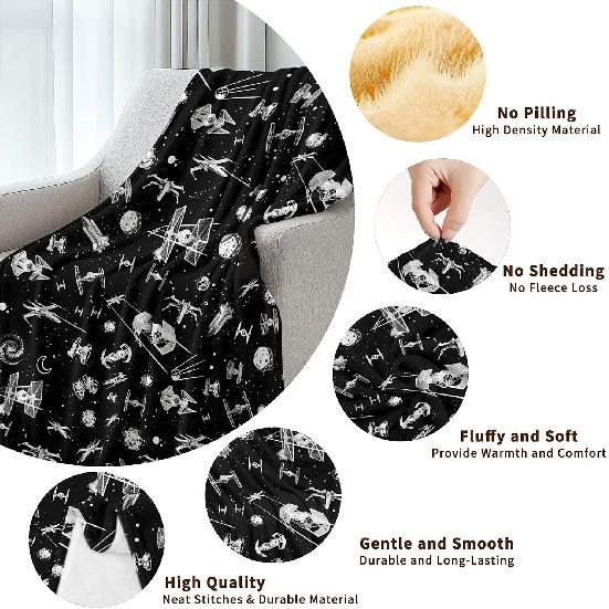 Black Spaceships Fleece Throw Blanket 40 x 50 inches for Couch Sofa Bed,Super Soft Cozy Plush Microfiber Flannel Blanket Lightweight for Women, Men