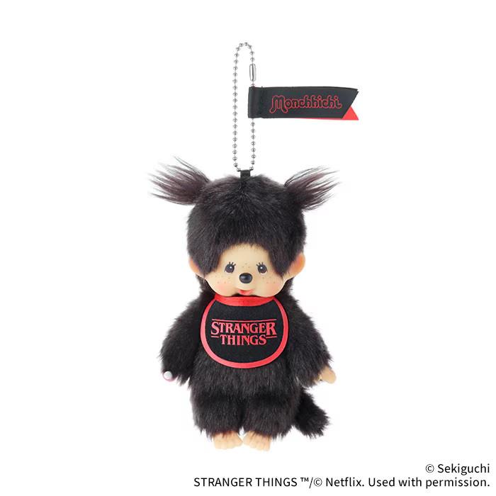 Monchhichi x Stranger Things Bib ver. Keychain Plush Mascot PSL JAPAN BLACK only