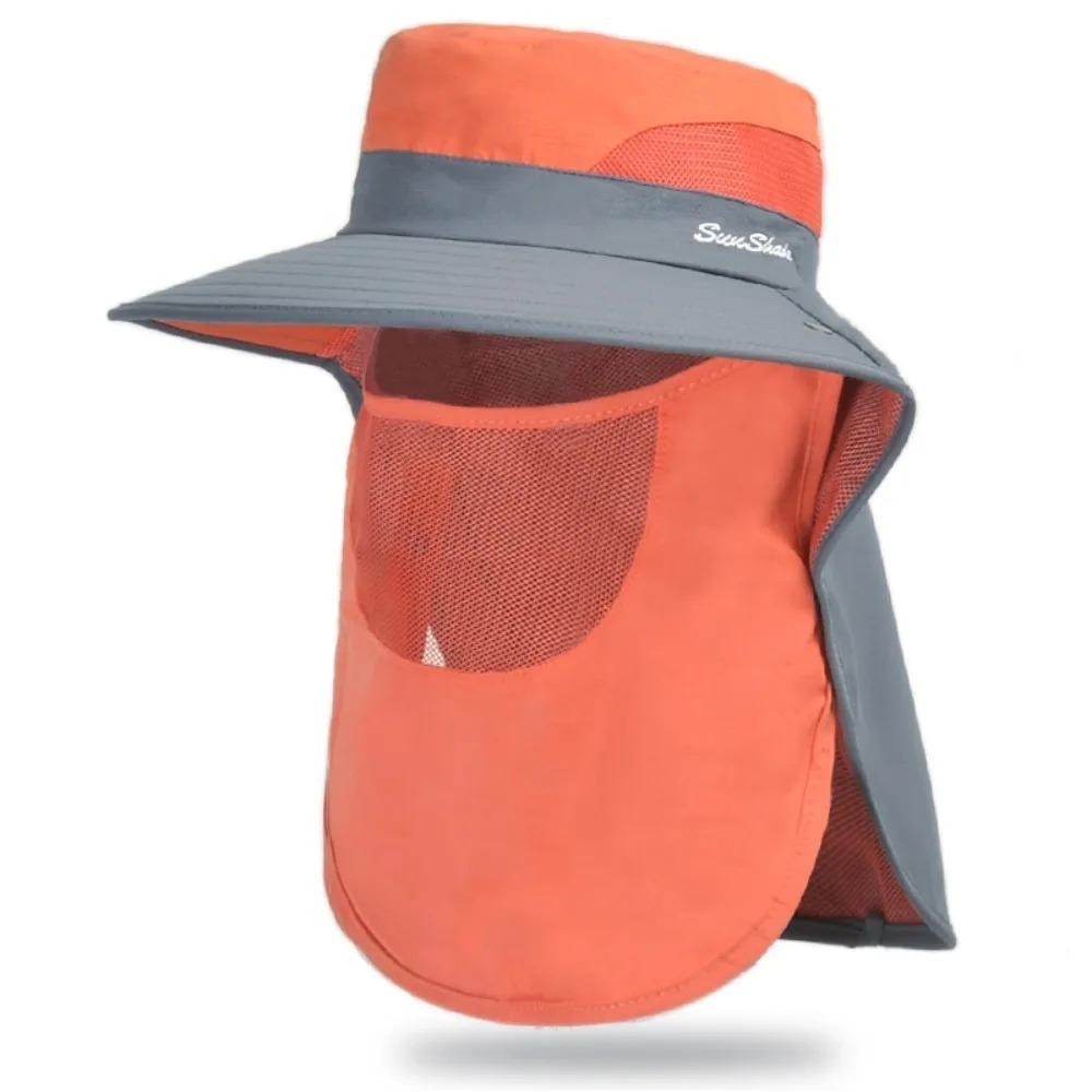 

Sun Protection Fisherman Shawl Mountaineering Cap, Breathable Detachable Face Mask with Ponytail Hole, For Outdoor Daily Wear помаранчевий