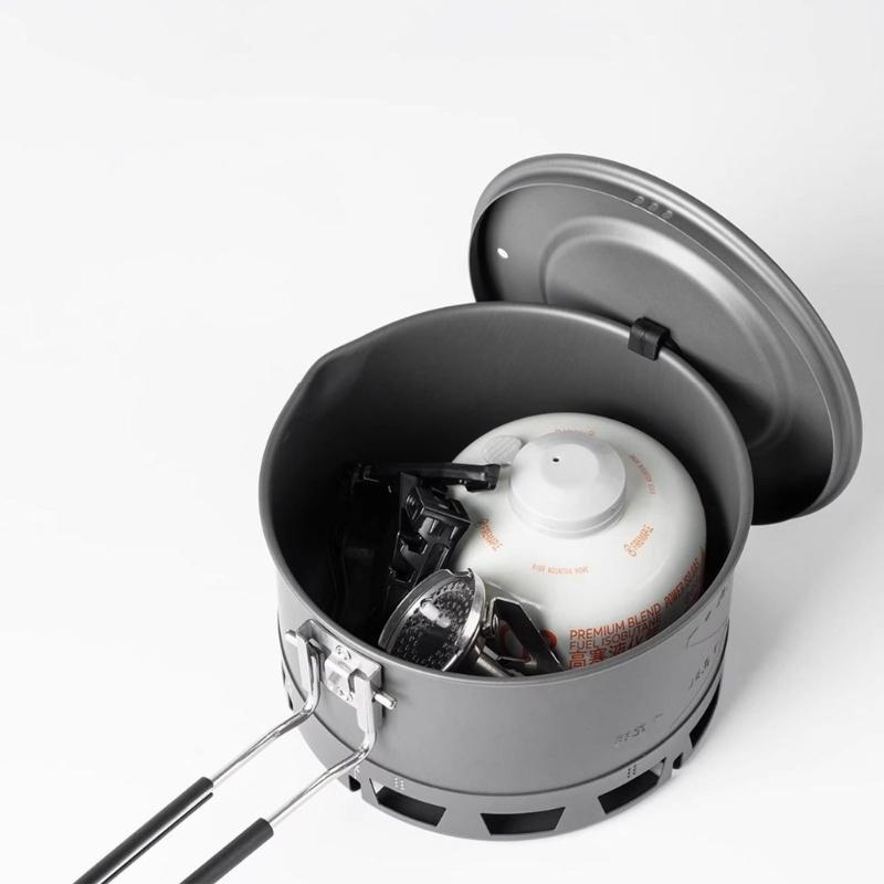 Windproof Outdoor Cooking Pot Heat Exchange Camping Cooking Pot Replacement Light Weight Camping Cookware Easy to Use