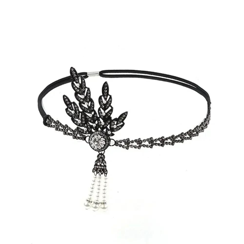 1920s Headband Vintage Bridal Great Gatsby Flapper Party Headpiece Accessories Headband Costume Props beaded headband Chain