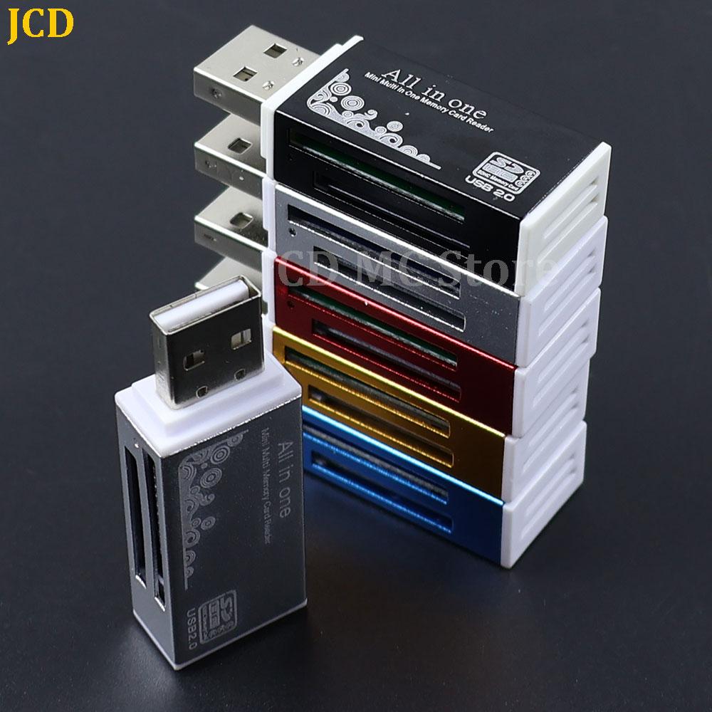 Alloy Card Reader 4 Ports with LED Indicator USB 2.0 Micro SD TF M2 MS Pro Duo MMC SDHC DV Phone Camera Memory Card Adapter