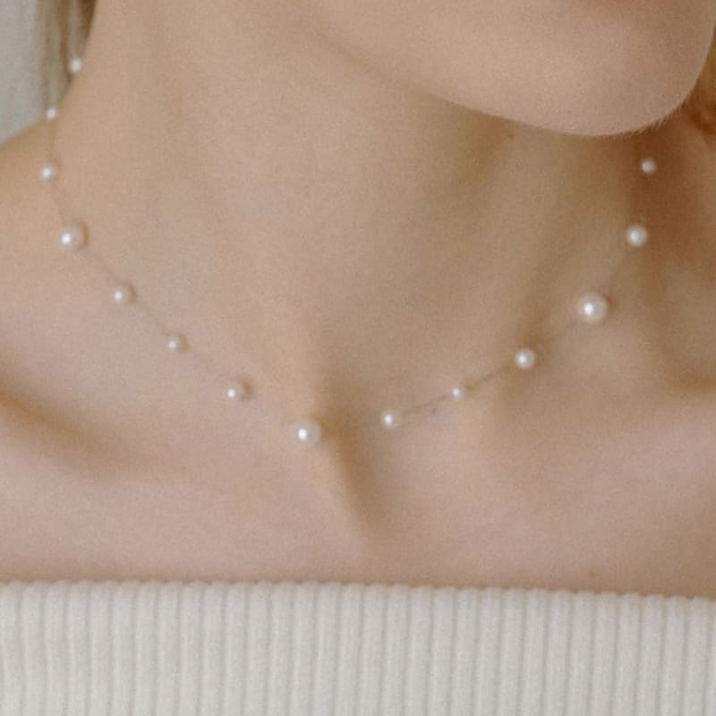HAS HLD028 Silver Chain pearl necklace