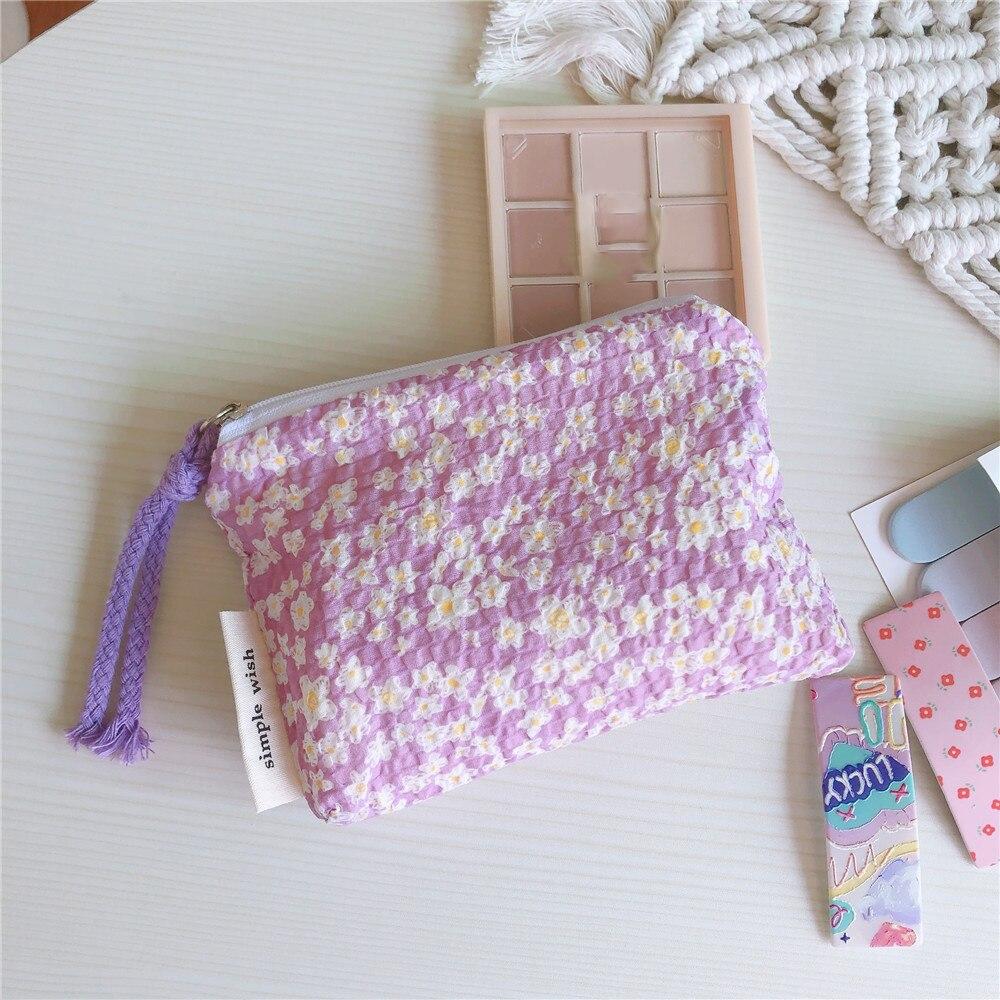 Mini Cotton Floral Organizer Bags for Women Bag Small Fabric Cosmetic Make Up Bag Little Purse Coin Pouch Children Cosmetic Case