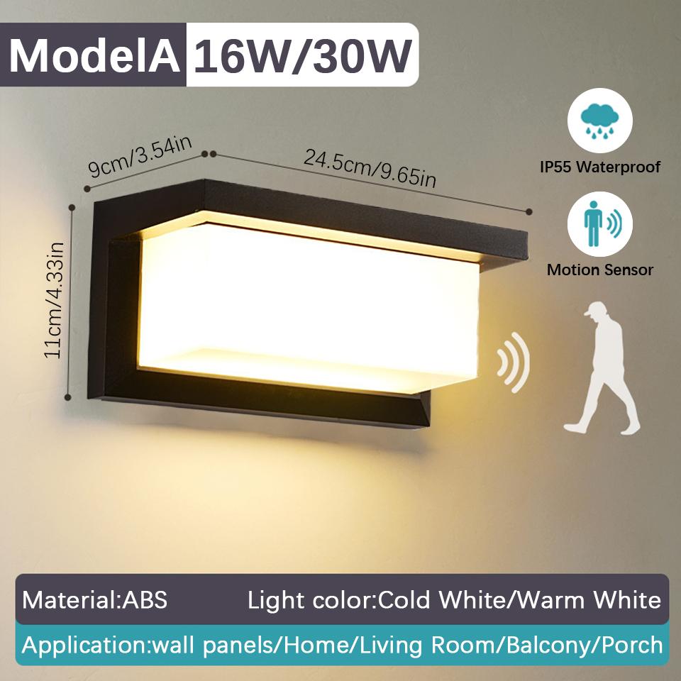LED Wall Lamp Motion Sensor Indoor Outdoor AC85-265V ABS Waterproof Led Lights Modern Home Appliance For Home Living Room Porch