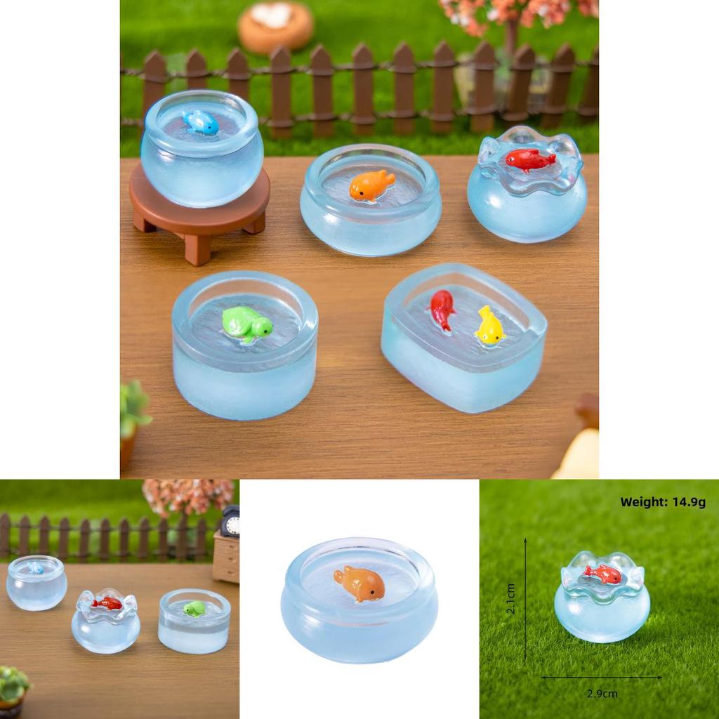 Micro Landscape Dollhouse Noctilucent Fish Tank With Resin Creative Decor For Living Room Tabletop Display