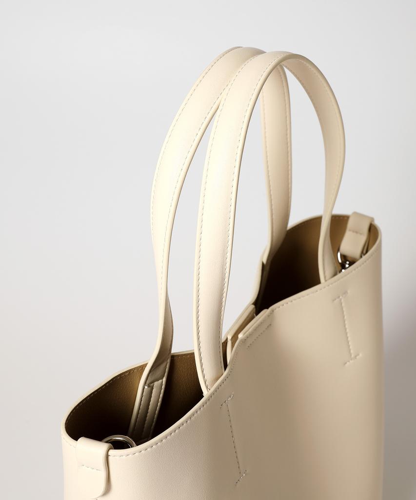 Yellowstone Vegan Leather Handle Bucket Bag - Ivory