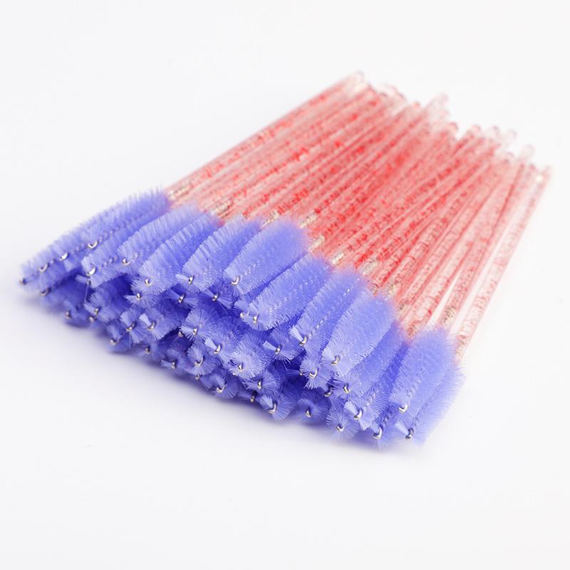 2024 Hot Sale Crystal Shine Eyelashes Mascara Brushes Private Logo Diamond Eyelashes Nylon Fan Brush Make-Up Tool