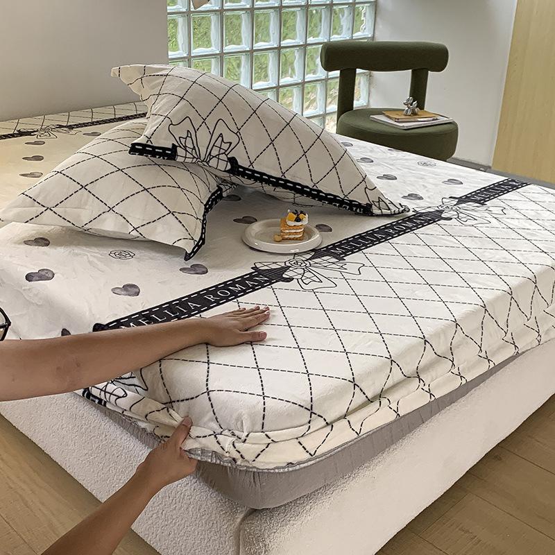 New A-class Milk Fleece Bed Sheet Thickened Warm Mink Fleece Mattress Cover Fully Wrapped