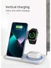 3-in-1 Multifunctional Earphone Watch Stand with Double Coil Wireless Charger and Light Folding Feature.