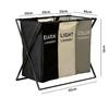 3-Compartment Foldable Laundry Basket with Oxford Cloth for Bathroom Storage and Toy Organization