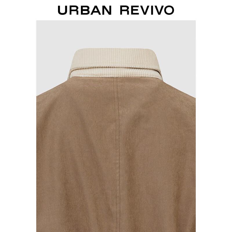 UR 2025 Spring Women's Retro Contrast Embroidered Lapel Padded Jacket