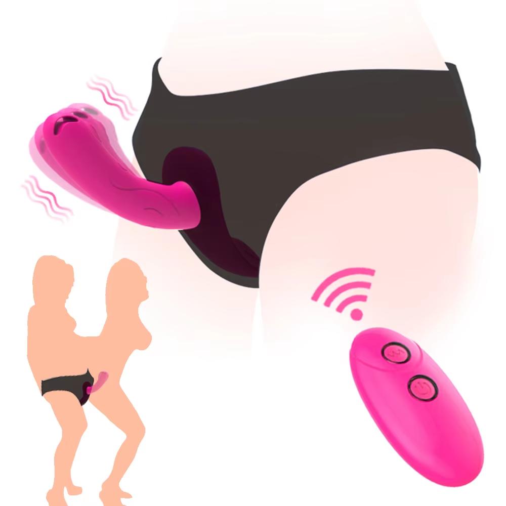 7 Speeds Strapless Strapon Dildo Vibrator Female Double Vibrating G Spot Adult Sex Toys for Women Couple Anal Prostate Massager