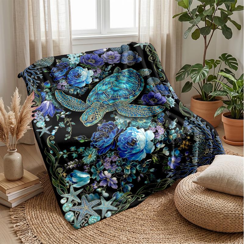 Oceanic Serenity 3 Theme Blanket Lightweight Warm Flannel Blanket Decorative Throw Blanket for Home Decoration