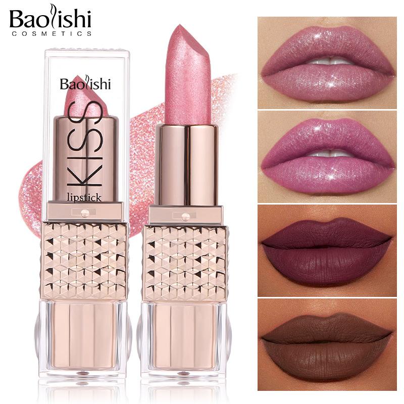 Matte Perlglanz Nude Candy Lipstick Langanhaltender, wasserfester Lipgloss mit Antihaftbeschichtung und Cup-Spiegel für das tägliche Make-up