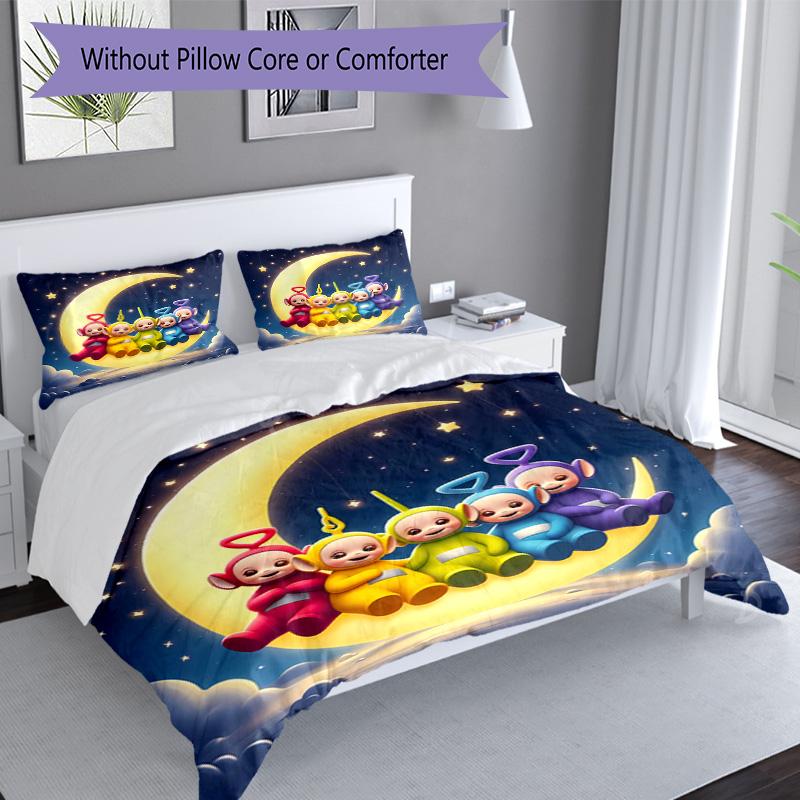 Teletubbies Moonlit Adventure 3‑Piece Bedding Set,Soft Duvet Cover with 34 Pillowcases,Multi‑Scene Home Dorm Use,Ideal Gift for Birthday & Holiday