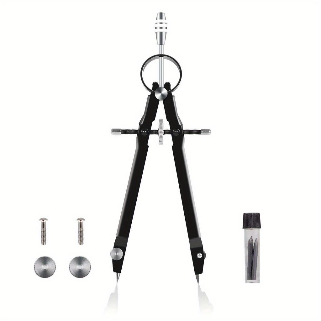 Compasso profissional, conjunto de geometria de compasso com trava, compasso matemático e de precisão, metal e durável para precisão sólida e plana
