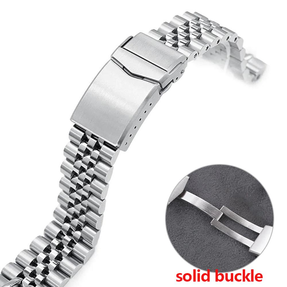 

Solid Stainless Steel Watchband for Seiko Quick Fit Bracelet for Jubilee Solid Buckle Screw Link 20mm 22mm Men Watch Accessories 20mm&no logo серебряный