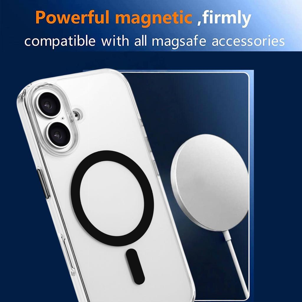 For iPhone 16 Case Compatible with MagSafe Clear PC + TPU Sealed Magnetic Phone Cover