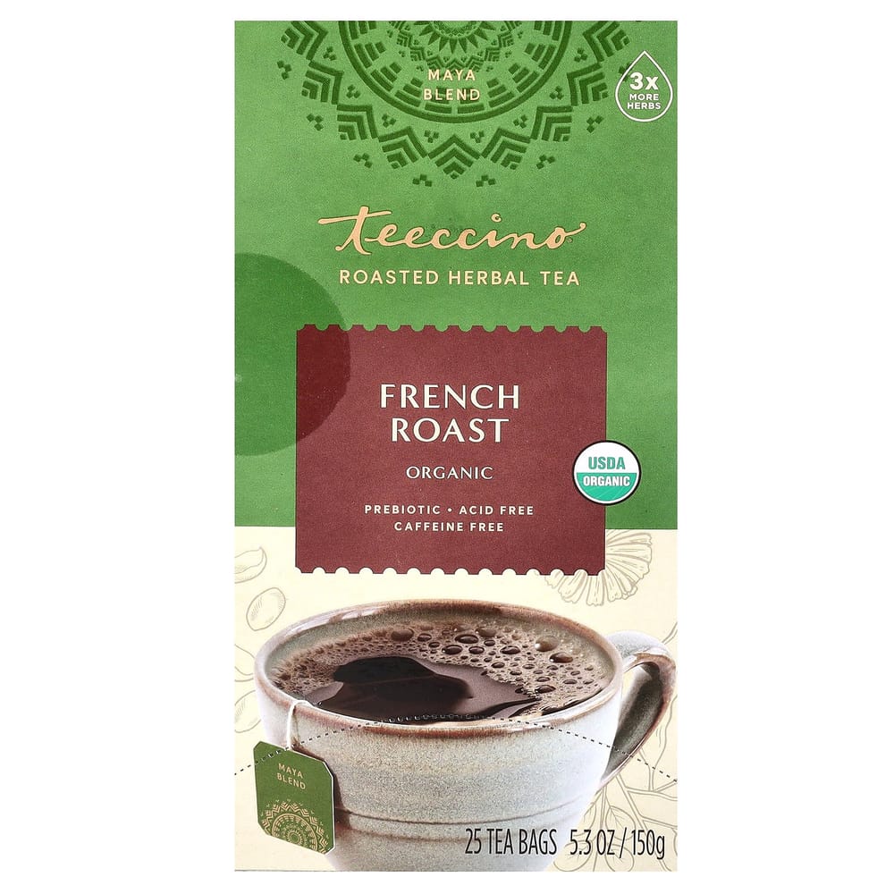 

Teeccino French Roast Caffeine-Free Roasted Herbal Tea Bags, 25 Count, 150g (5.3 oz) 150g - 1 ea