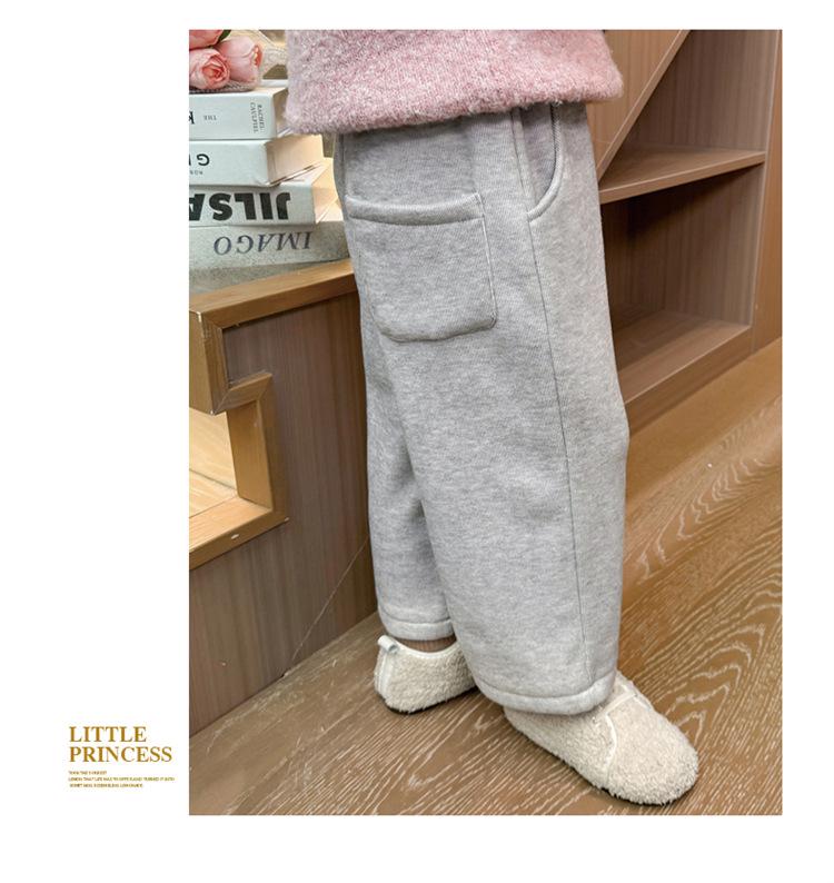 Baby Girls' 2025 Korean-Style Velvet Wide-Leg Winter Pants