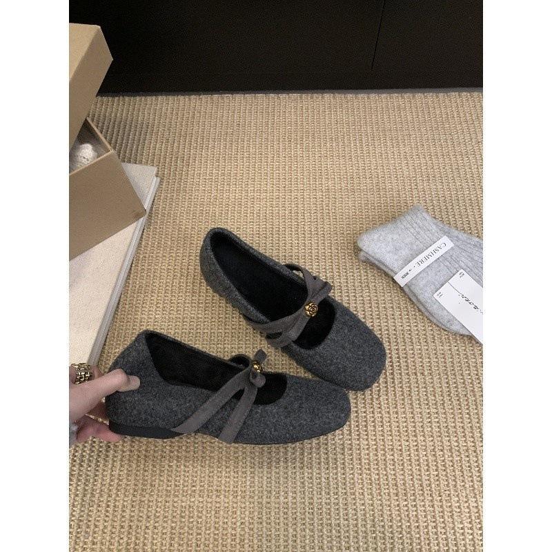 Xiaoxiangfeng Innenhöhererhöhung Mary Jane flauschige Schuhe Damen Jahres Schleife Samt Thermobaumwolle Einzelne Schuhe