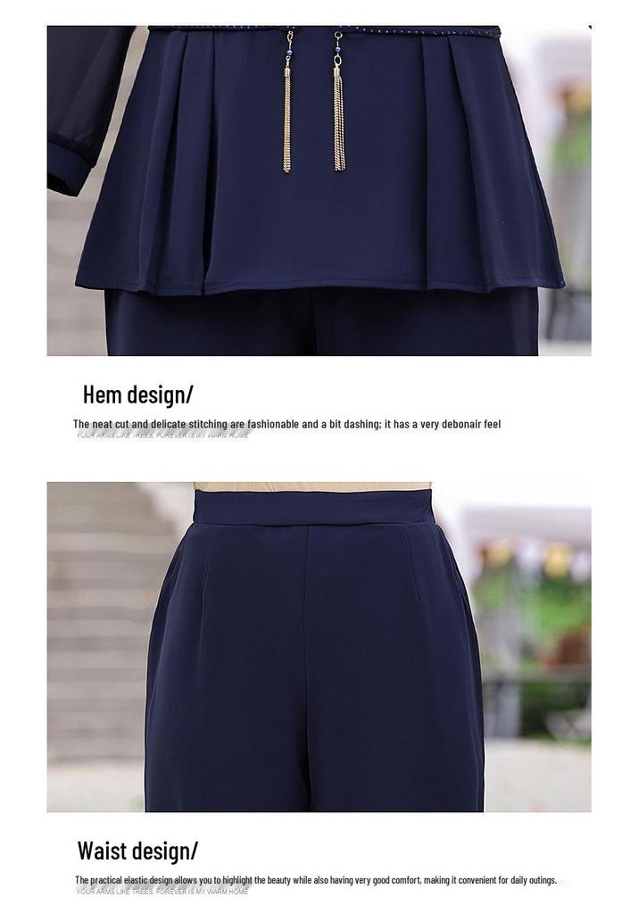 Elegant Spring Suit: Stylish Two-Piece Top Set for Middle-Aged and Elderly Women