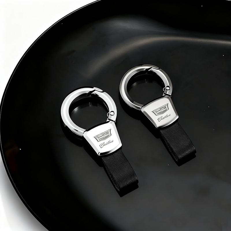 Cadillac Keychain Alloy Metal Key Ring with Logo for ATS CT4 CT5 CTS ESCALADE XT5 XT6 XTS Luxury Automotive Gift(Chrome & Black)
