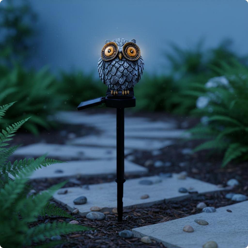 Owl Garden Stake Light Decorative Solar Avian Easy To Install Outdoor Lighting for Yard, Patio