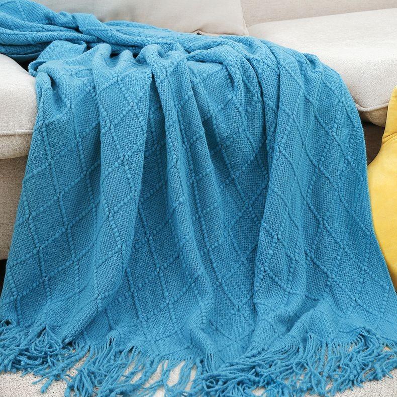 Knitted Blanket Sofa Blanket Cover Blanket Tassel Thin Blanket Office Air Conditioning Blanket Bay Window Blanket Summer Nap Blanket All-season