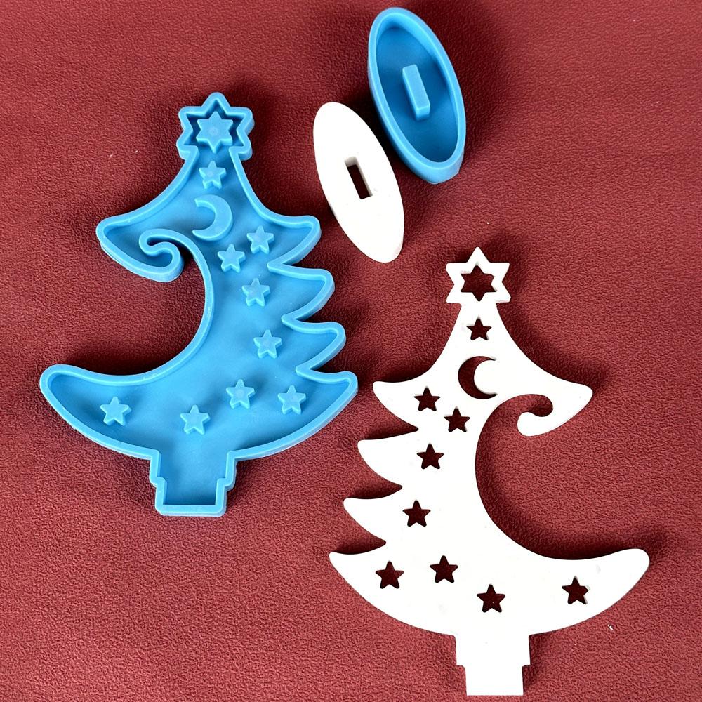 Christmas Tree Ornaments Silicone Mold DIY Handmade Plaster Epoxy Resin Jewelry Stand Casting Molds Christmas Decor Supplies