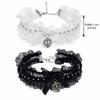 Bow Cross Heart Heart Pendant Necklace Vintage Y2K Collar Necklace Gifts Lace Necklace  Daily Wear
