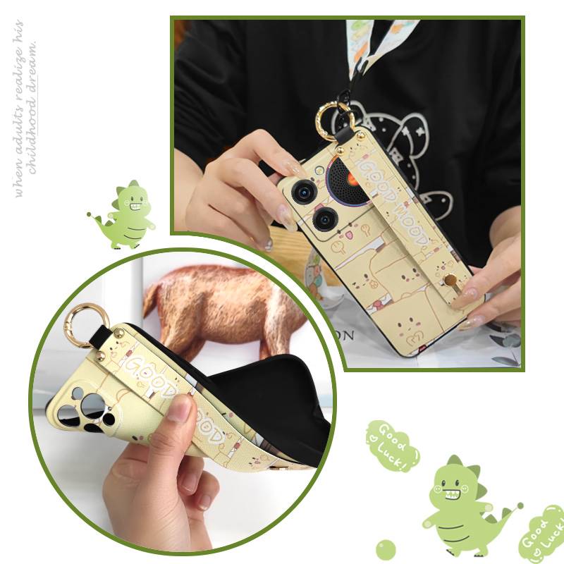 Silicone Wrist Strap Phone Case For ZTE Nubia Music Lanyard Durable Wristband Soft Case Ring Anti-knock Cartoon Cute