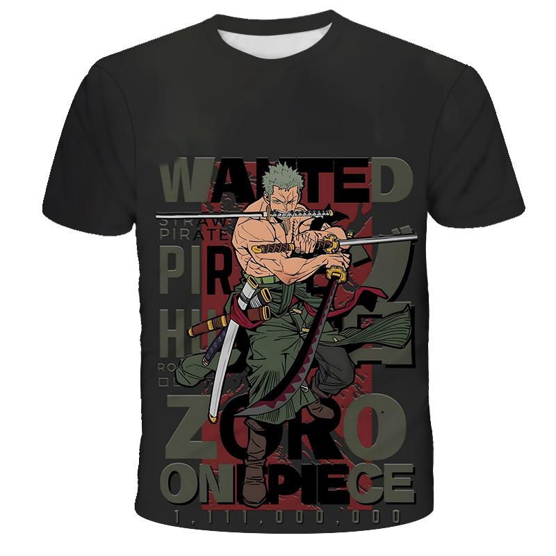 Wendy4 Anime One Piece Luffy Jongen T-shirt CosPlay Korte Mouw mannen Cartoon Heren Top Los Ademend Heren Casual Kleding 110