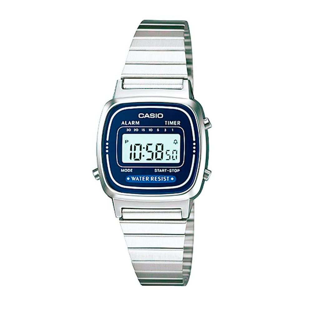 Casio Standard Digital Silver Navy Watch LA670WA-2 Women's