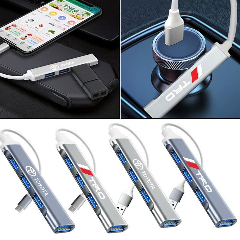 4 Ports USB 3.0 HUB TYPE-C Multi High Data Transmission Car Adapter For Toyota TRD Fortuner Chr Verso Prius Hiace Yaris Trd Corolla