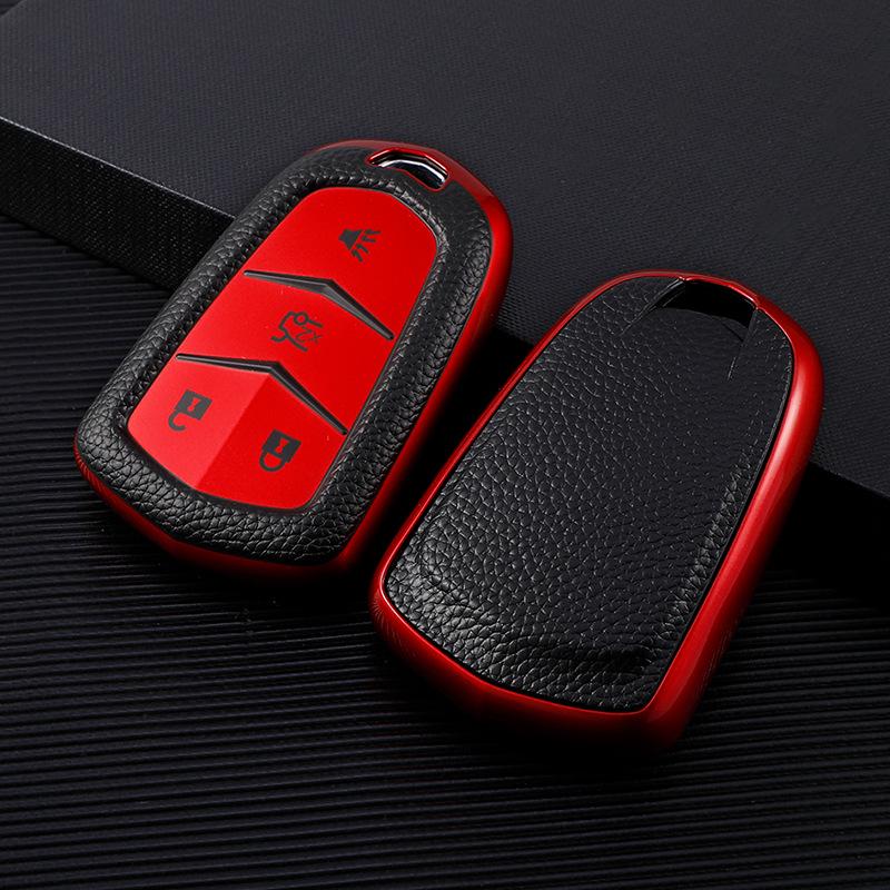 Cadillac Key Case for XT5, CT5, XT4, XTS, ATSL, CT6, XT6, CT4 - Leather Texture Shell with Buckle