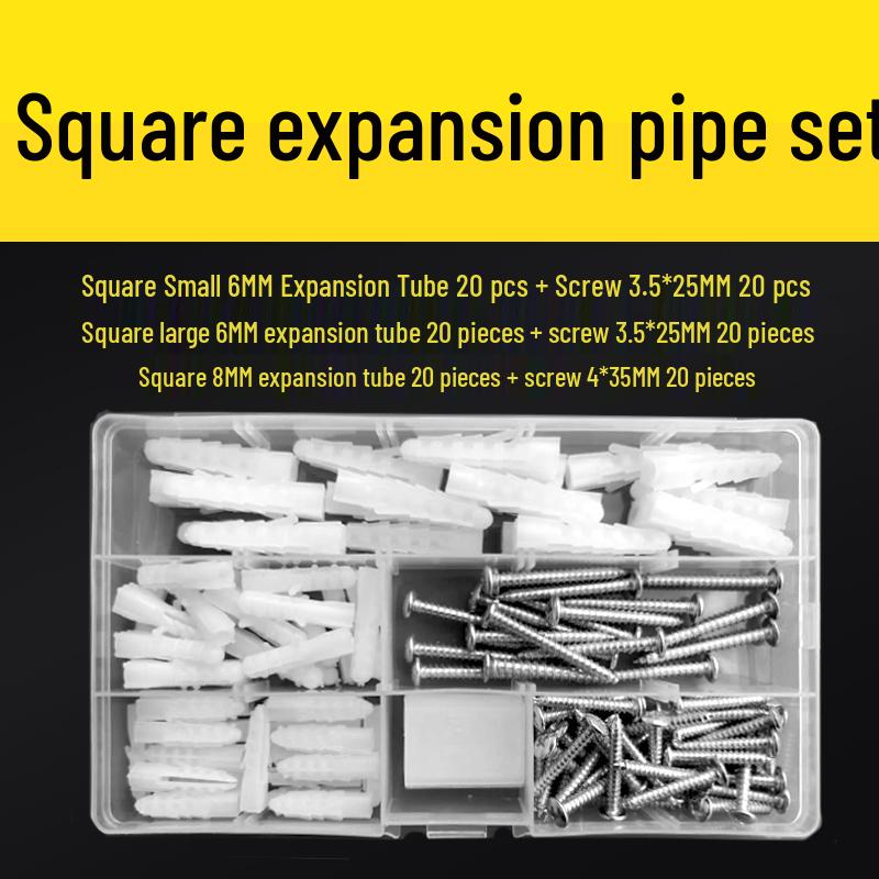 Plastic Expansion Tube: Round, Square, Triangle Wall Plug & Screw Set