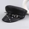 Punk Y2k Beret Hat Harajuku Flat Top Cap Vintage Rivet Leopard Hat  for Girls